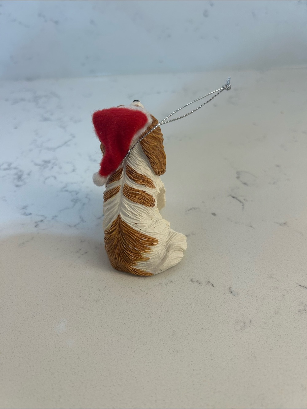 Sandicast Cavalier King Charles Ornament with Red Santa Hat - Picture 4 of 6